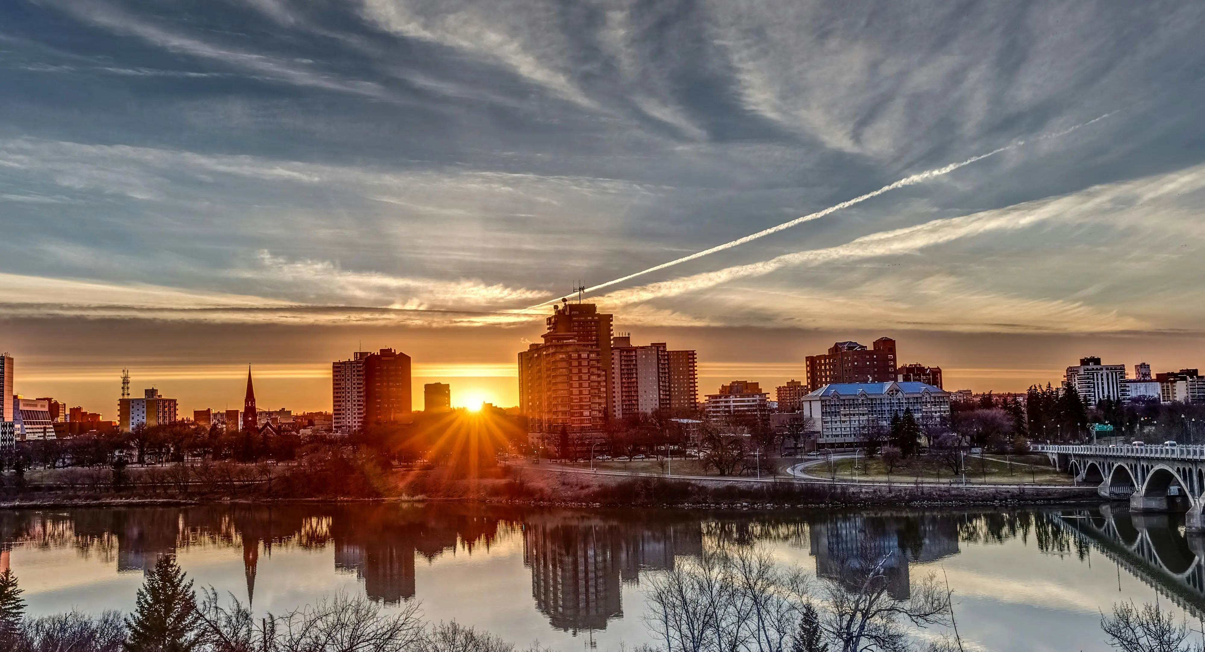 Saskatoon Skyline at dusk, Saskatchewan