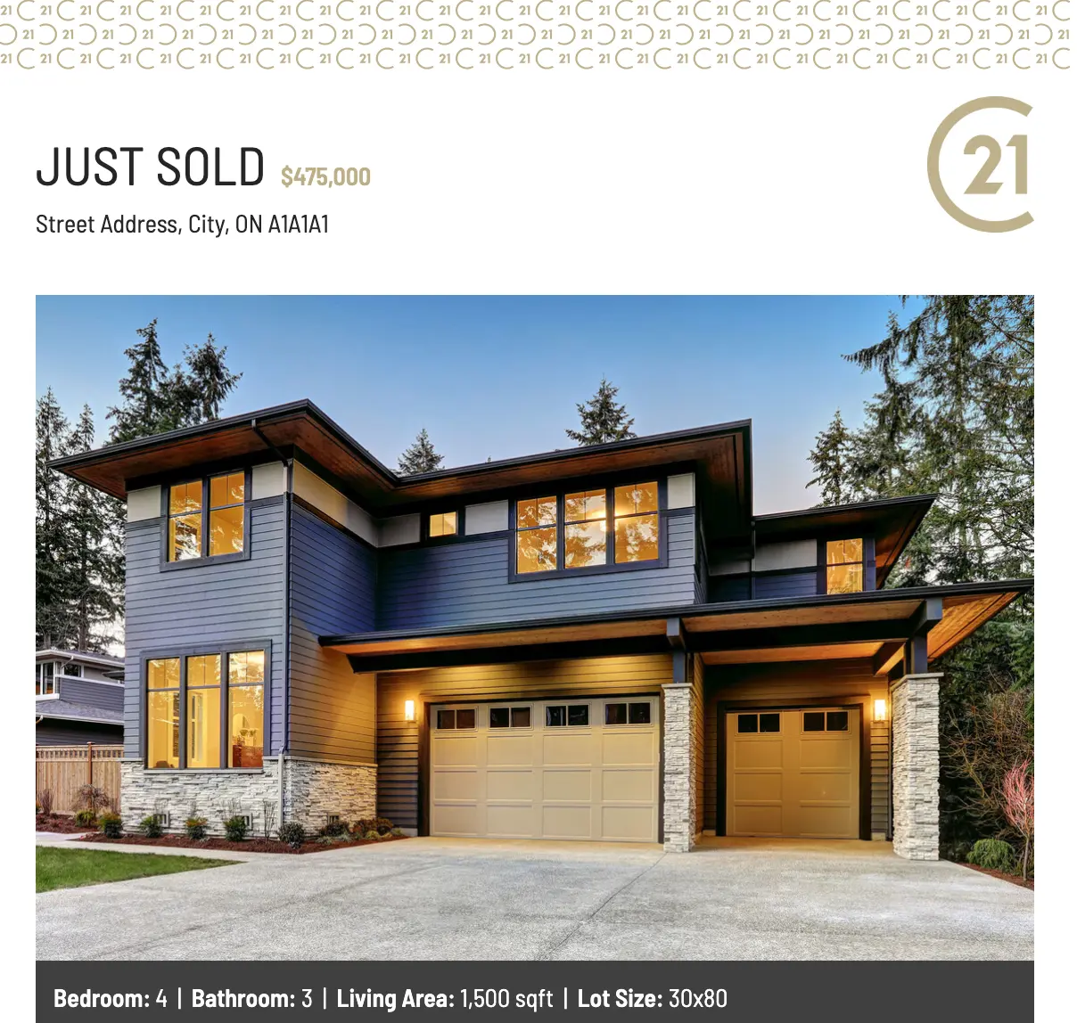CENTURY 21 Just Sold listing flyer