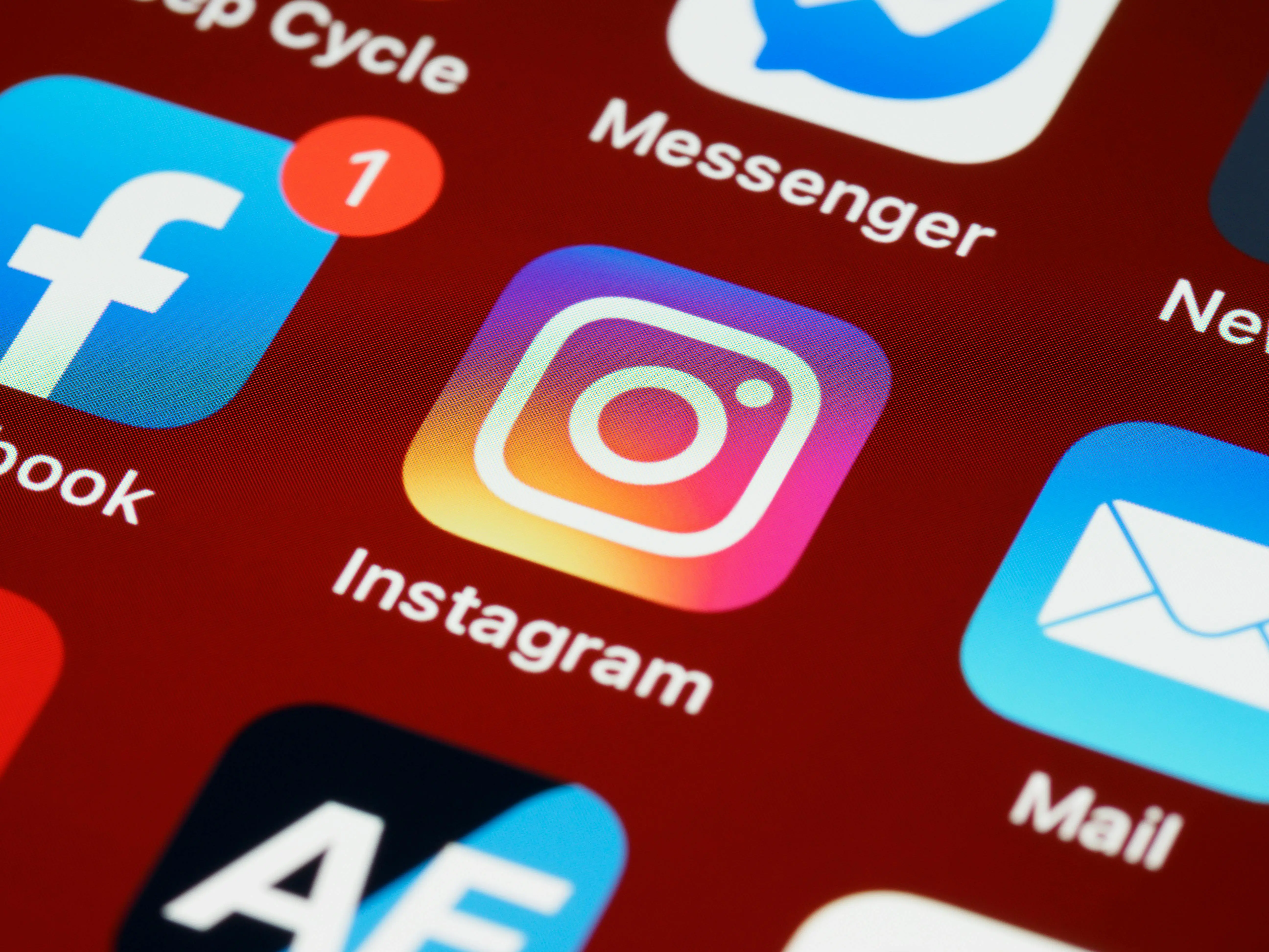 Facebook and Instagram icons on phone